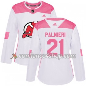 Adidas Maillot de Hockey New Jersey Devils Kyle Palmieri 21 2017-2018 Blanc Rose Fashion Authentic - Femme